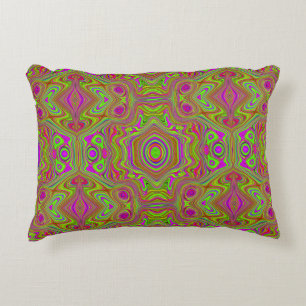 Trippy Retro Chartreuse Magenta Abstraktes Muster Dekokissen