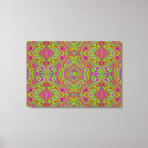 Trippy Retro Chartreuse Magenta Abstraktes Muster Leinwanddruck