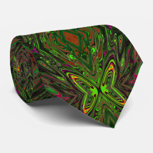 Trippy Retro Lime Green Abstrakt Butterfly Krawatte