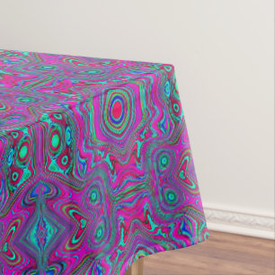 Trippy Retro Magenta, Blau und Grün Abstrakt Tischdecke