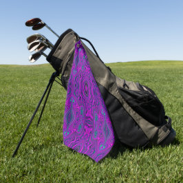 Trippy Retro Magenta und Schwarz Abstraktes Muster Golfhandtuch
