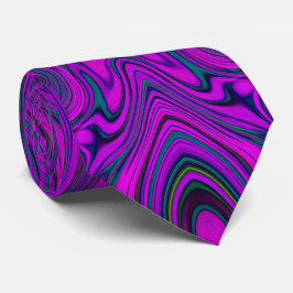 Trippy Retro Magenta und Schwarz Abstraktes Muster Krawatte