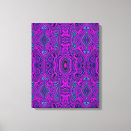 Trippy Retro Magenta und Schwarz Abstraktes Muster Leinwanddruck