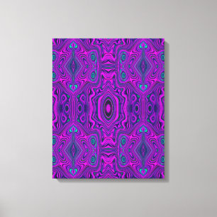 Trippy Retro Magenta und Schwarz Abstraktes Muster Leinwanddruck
