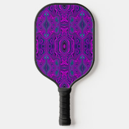 Trippy Retro Magenta und Schwarz Abstraktes Muster Pickleball Schläger