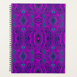 Trippy Retro Magenta und Schwarz Abstraktes Muster Planer