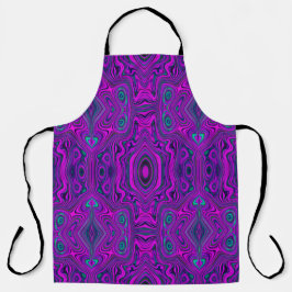 Trippy Retro Magenta und Schwarz Abstraktes Muster Schürze