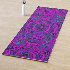 Trippy Retro Magenta und Schwarz Abstraktes Muster Yogamatte