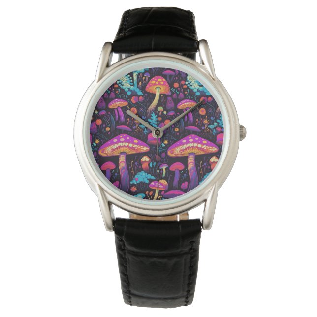 Trippy Retro Mushroom Watch Armbanduhr (Vorderseite)