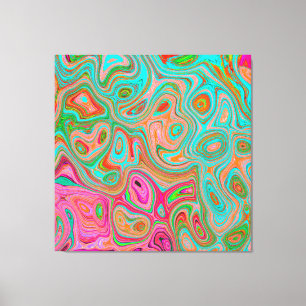 Trippy Retro Orange und Aqua Groovy Abstract Art Leinwanddruck