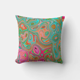 Trippy Retro Orange und Aqua Groovy Abstrakte Kuns Kissen