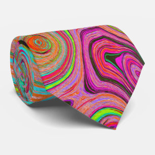 Trippy Retro Orange und Aqua Groovy Abstrakte Kuns Krawatte