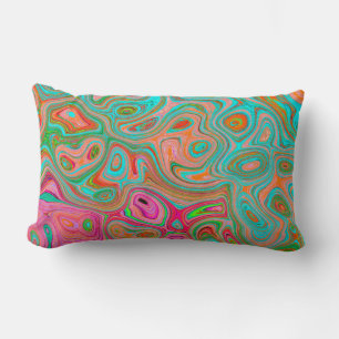 Trippy Retro Orange und Aqua Groovy Abstrakte Kuns Lendenkissen