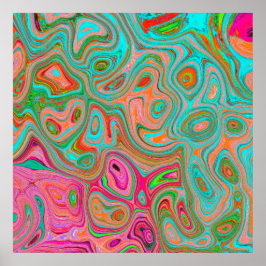 Trippy Retro Orange und Aqua Groovy Abstrakte Kuns Poster