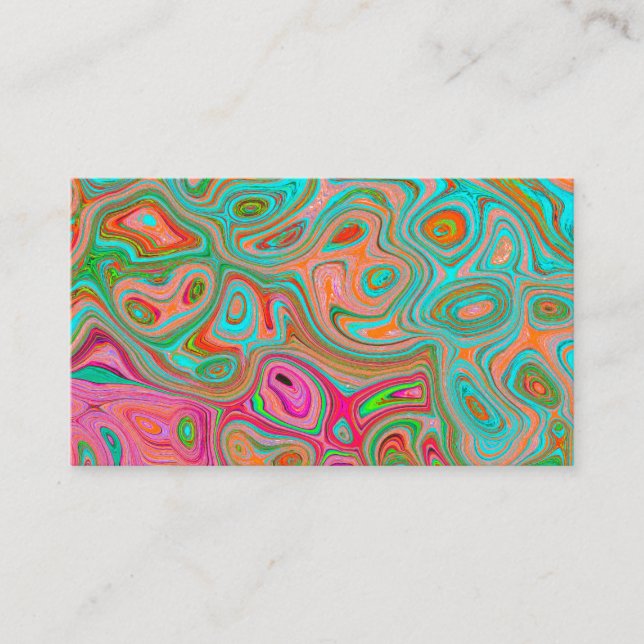 Trippy Retro Orange und Aqua Groovy Abstrakte Kuns Visitenkarte (Vorderseite)