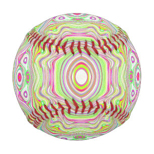 Trippy Retro Pink und Lime Green Abstraktes Muster Baseball