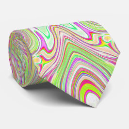 Trippy Retro Pink und Lime Green Abstraktes Muster Krawatte