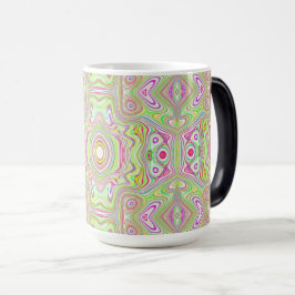 Trippy Retro Pink und Lime Green Abstraktes Muster Verwandlungstasse