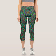 Trippy Retro Schwarz und Lime Green Abstraktes Mus