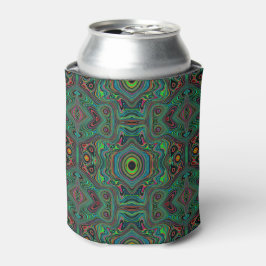 Trippy Retro Schwarz und Lime Green Abstraktes Mus Dosenkühler