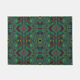 Trippy Retro Schwarz und Lime Green Abstraktes Mus Fußmatte