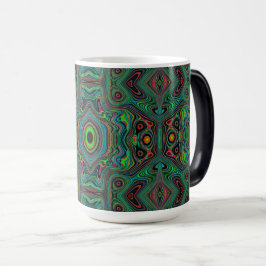 Trippy Retro Schwarz und Lime Green Abstraktes Mus Verwandlungstasse