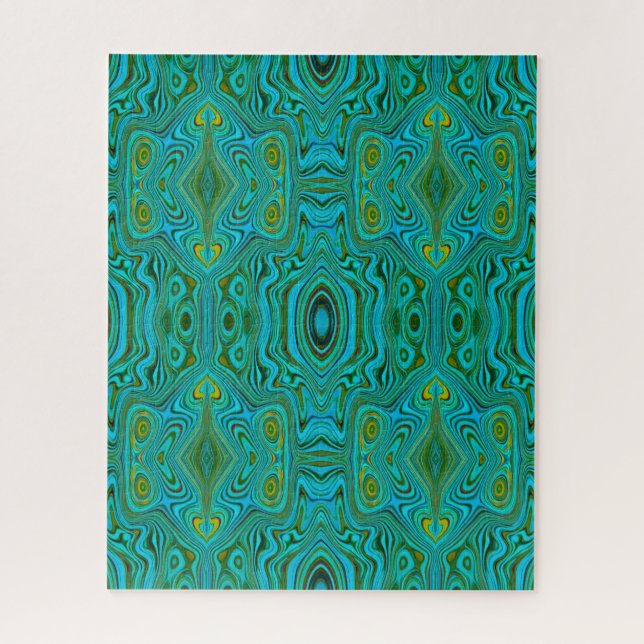 Trippy Retro Türkis Chartreuse Abstraktes Muster (Vertikal)