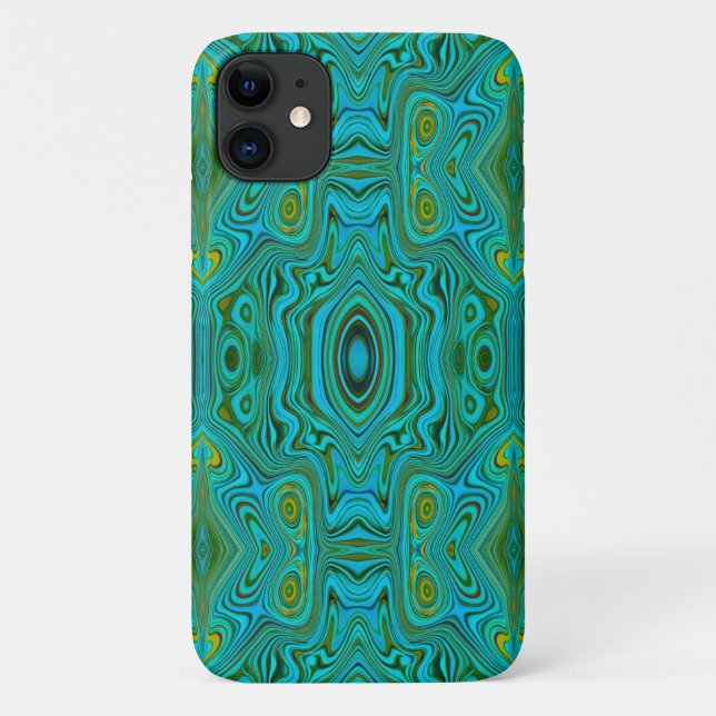 Trippy Retro Türkis Chartreuse Abstraktes Muster Case-Mate iPhone Hülle (Rückseite)