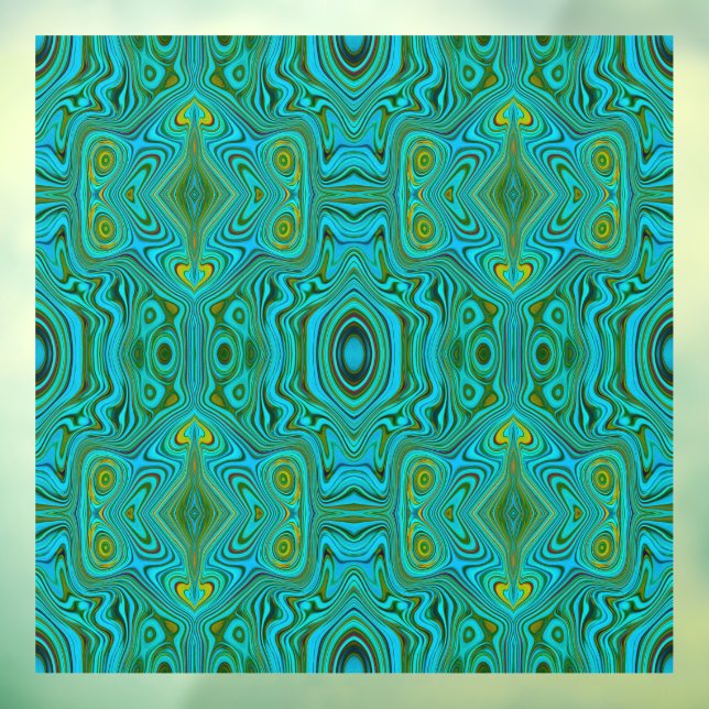 Trippy Retro Türkis Chartreuse Abstraktes Muster Fensteraufkleber (Blatt 3)