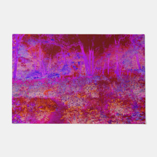 Trippy roter und magentafarbener impressionistisch fußmatte
