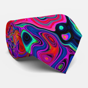Trippy roter und violetter abstrakter Retro-Flüssi Krawatte
