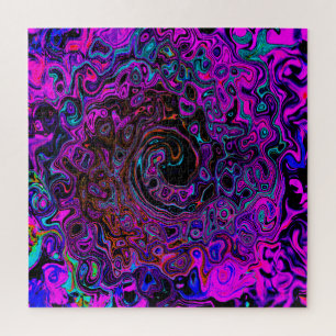 Trippy Schwarz und Magenta Retro Flüssigkeitswirbe