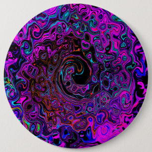 Trippy Schwarz und Magenta Retro Flüssigkeitswirbe Button