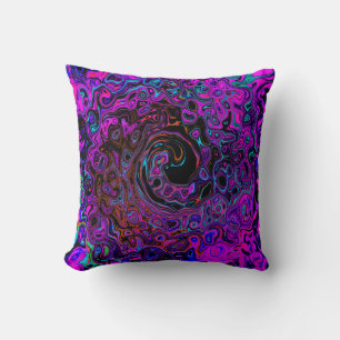 Trippy Schwarz und Magenta Retro Flüssigkeitswirbe Kissen