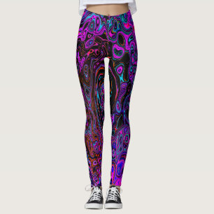 Trippy Schwarz und Magenta Retro Flüssigkeitswirbe Leggings