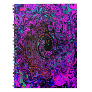 Trippy Schwarz und Magenta Retro Flüssigkeitswirbe Notizblock