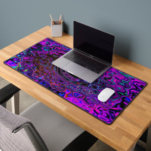 Trippy Schwarz und Magenta Retro Flüssigkeitswirbe Schreibtischunterlage