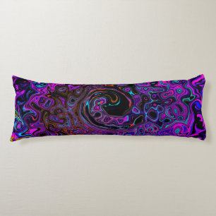 Trippy Schwarz und Magenta Retro Flüssigkeitswirbe Seitenschläferkissen