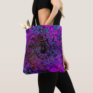 Trippy Schwarz und Magenta Retro Flüssigkeitswirbe Tasche