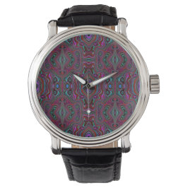 Trippy Seafoam Green und Magenta Abstraktes Muster Armbanduhr