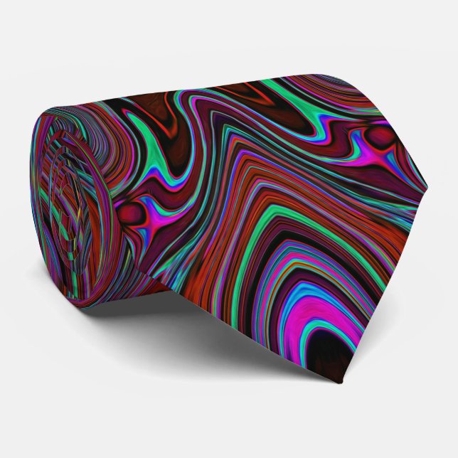 Trippy Seafoam Green und Magenta Abstraktes Muster Krawatte (Gerollt)