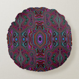 Trippy Seafoam Green und Magenta Abstraktes Muster Rundes Kissen