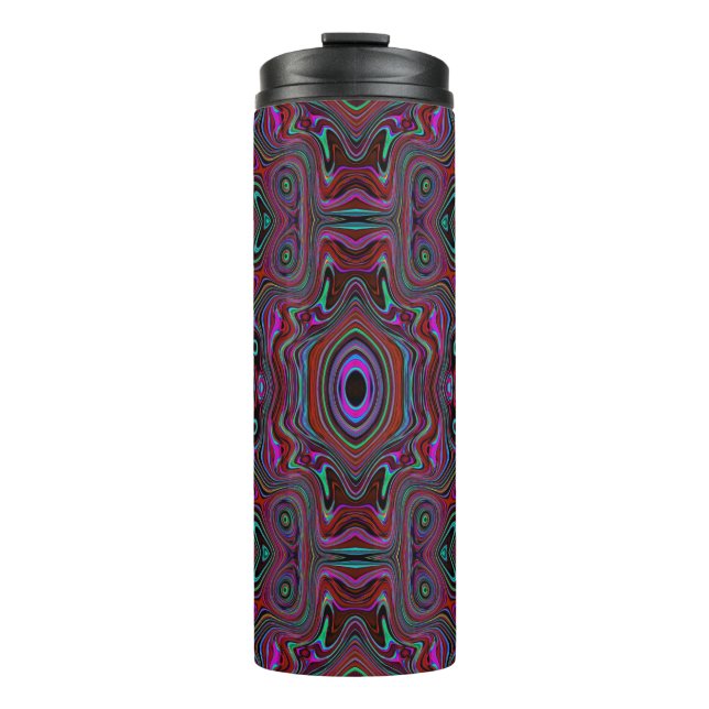Trippy Seafoam Green und Magenta Abstraktes Muster Thermosbecher (Vorderseite)
