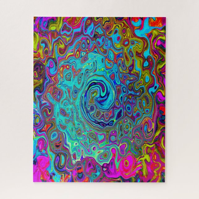 Trippy Sky Blue Abstrakt Retro Liquid Swirl (Vertikal)