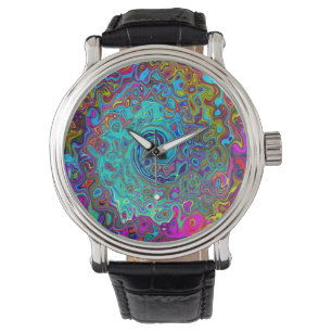 Trippy Sky Blue Abstrakt Retro Liquid Swirl Armbanduhr