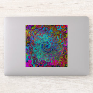 Trippy Sky Blue Abstrakt Retro Liquid Swirl Aufkleber