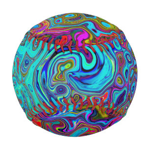 Trippy Sky Blue Abstrakt Retro Liquid Swirl Baseball