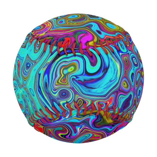 Trippy Sky Blue Abstrakt Retro Liquid Swirl Baseball (Vorderseite)