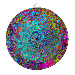 Trippy Sky Blue Abstrakt Retro Liquid Swirl Dartscheibe