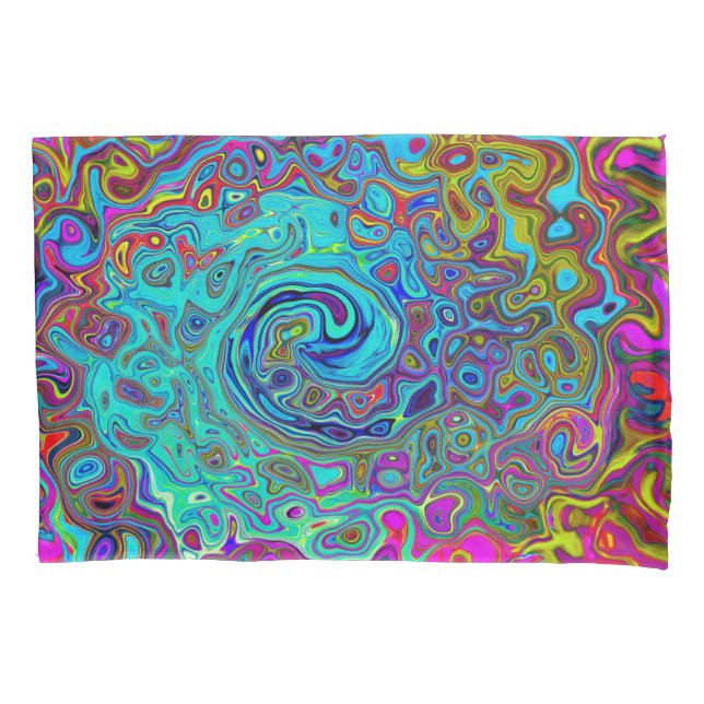 Trippy Sky Blue Abstrakt Retro Liquid Swirl Kissenbezug (Vorderseite)